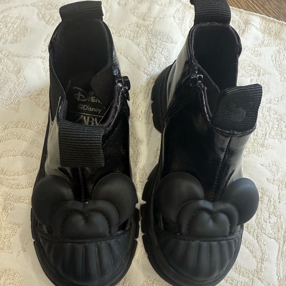 Disney Zara Kids Black Mickey Boots